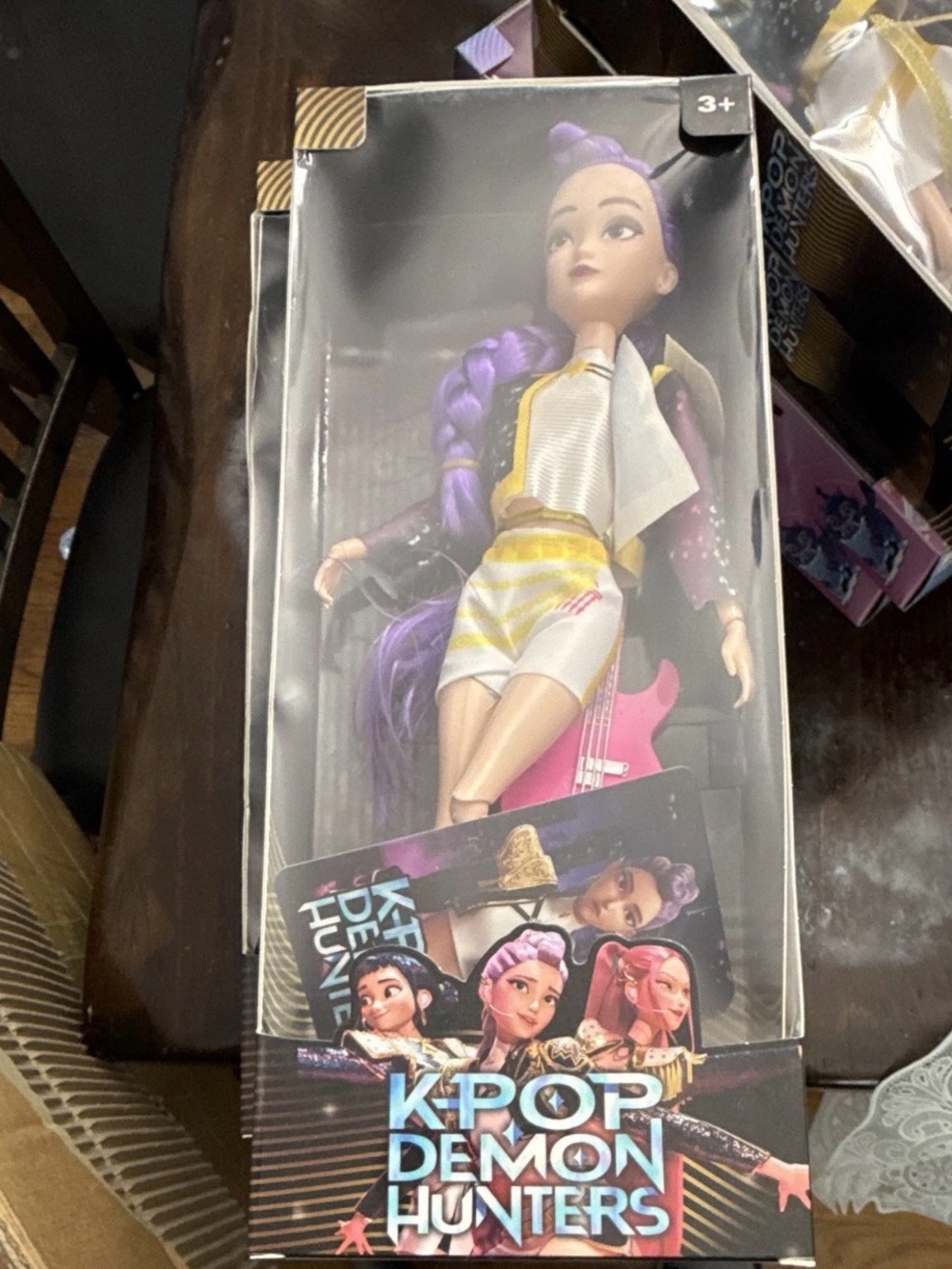 K-Pop Demon Hunters Purple-Haired Fashion Doll with Pink Guitar
